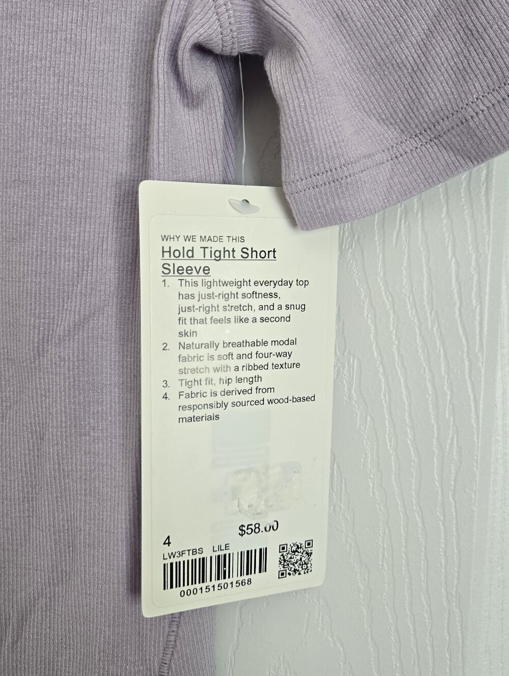 Lululemon Hold Tight Short Sleeve In Lilac *discontinued Size 4 - Picture 6 of 6